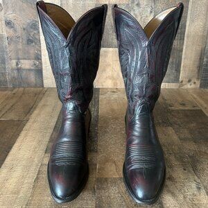 Lucchese 2000 Vintage T3012R4 Black Cherry Western Cowboy Boots Mens 11 D
